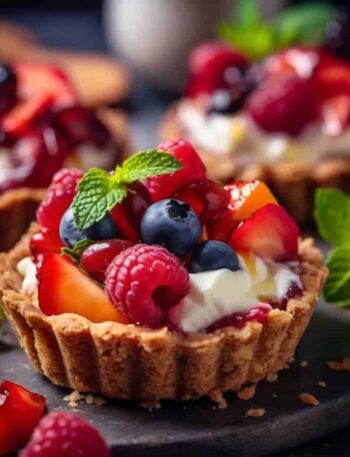 Mini Fruit Tarts with vanilla pudding