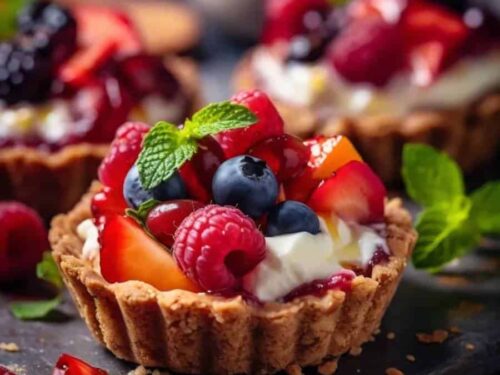 Mini Fruit Tarts with vanilla pudding