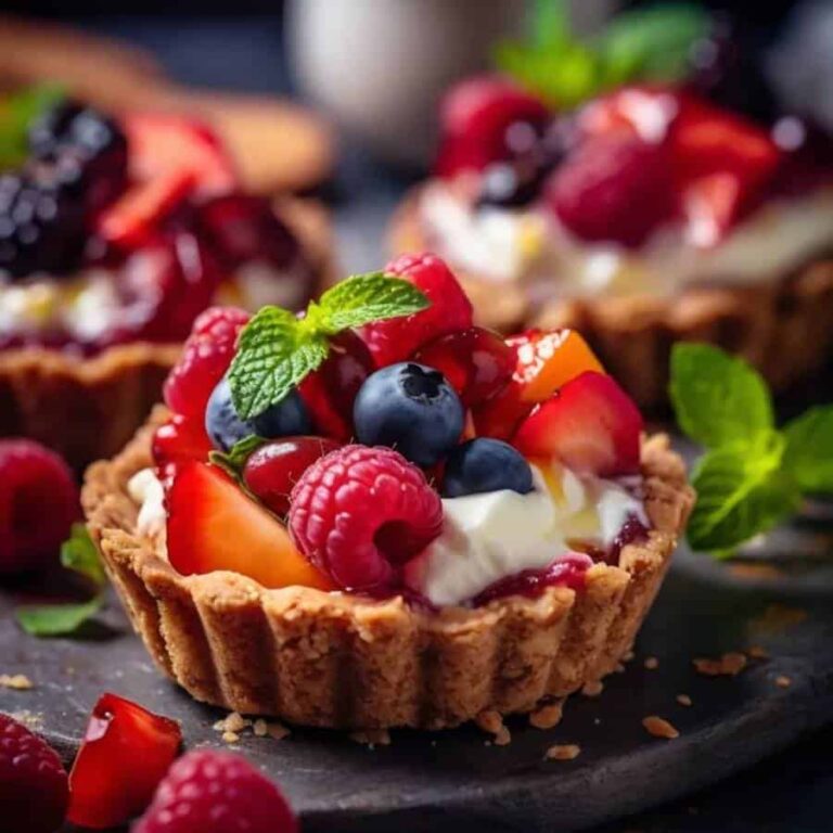 Mini Fruit Tarts with vanilla pudding