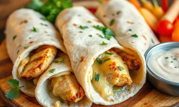 Cheesy Garlic Chicken Wrap