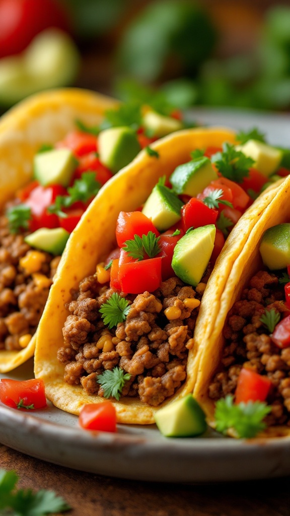 savory ground beef tacos